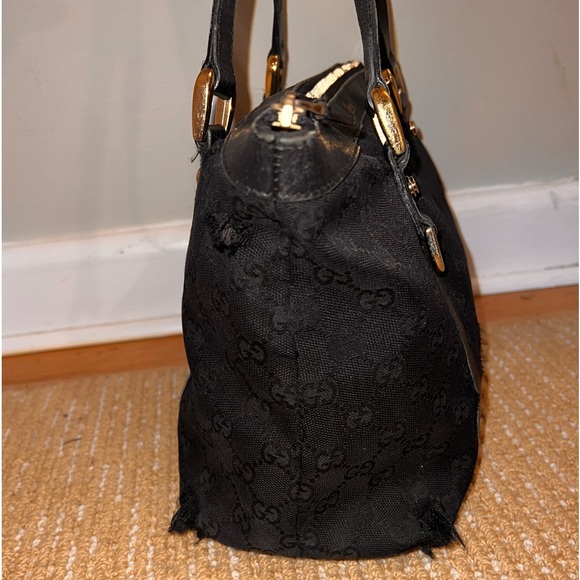 Vintage Gucci Black Jolicoeur Monogrammed Handbag Tote Bag - Picture 3 of 13